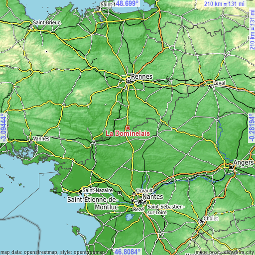 Topographic map of La Dominelais