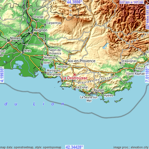 Topographic map of La Destrousse