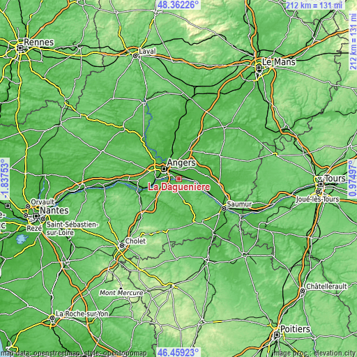 Topographic map of La Daguenière