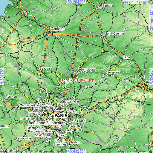 Topographic map of Lacroix-Saint-Ouen