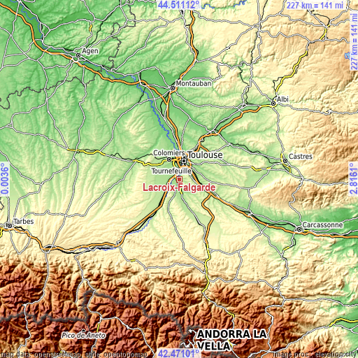 Topographic map of Lacroix-Falgarde