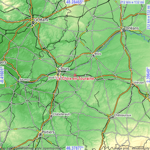 Topographic map of La Croix-en-Touraine