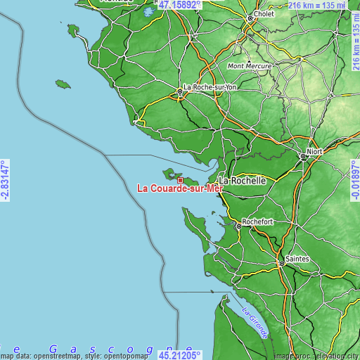 Topographic map of La Couarde-sur-Mer