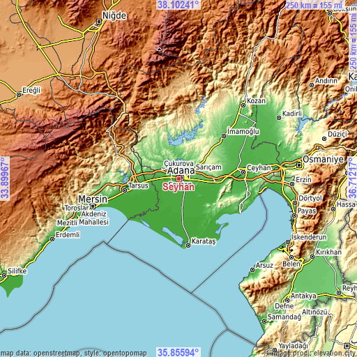 Topographic map of Seyhan