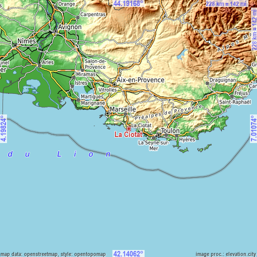 Topographic map of La Ciotat