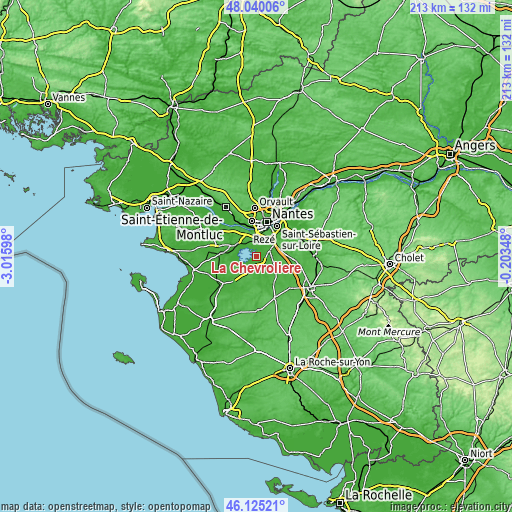 Topographic map of La Chevrolière