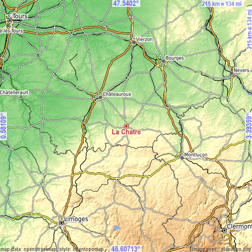 Topographic map of La Châtre