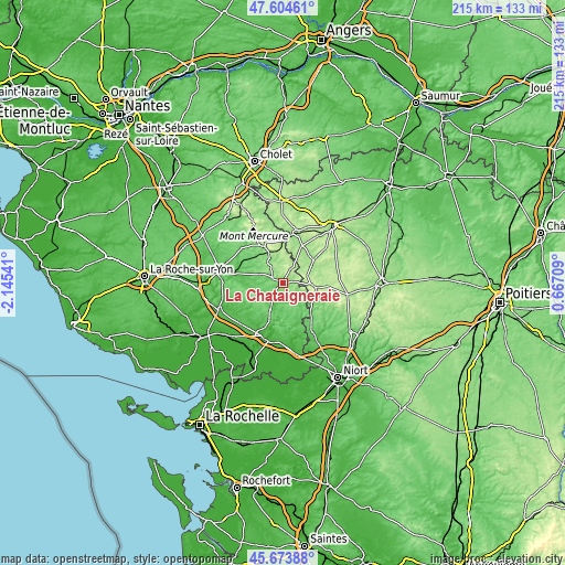 Topographic map of La Châtaigneraie