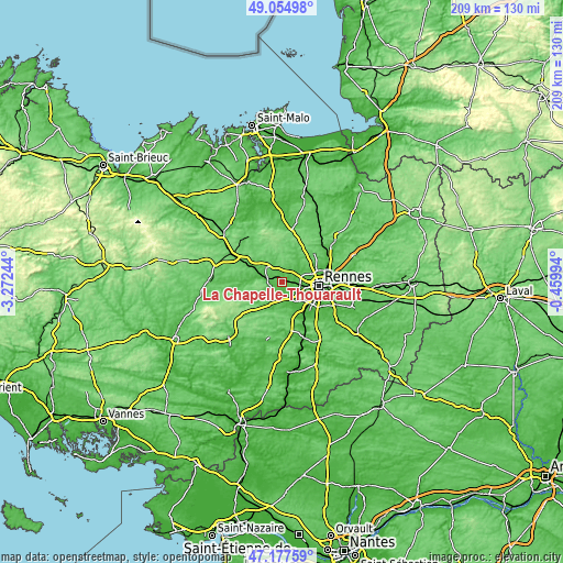 Topographic map of La Chapelle-Thouarault