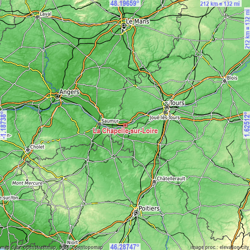 Topographic map of La Chapelle-sur-Loire