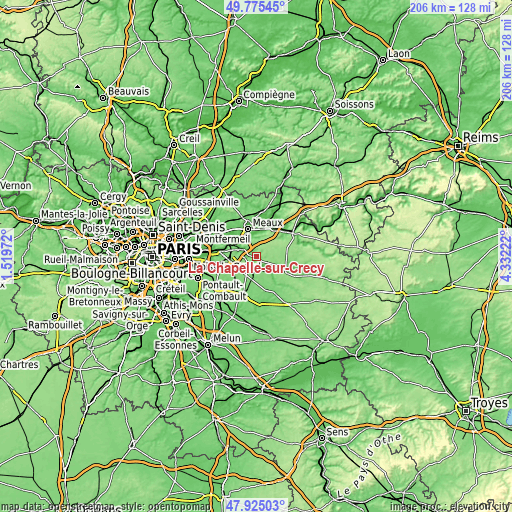 Topographic map of La Chapelle-sur-Crécy