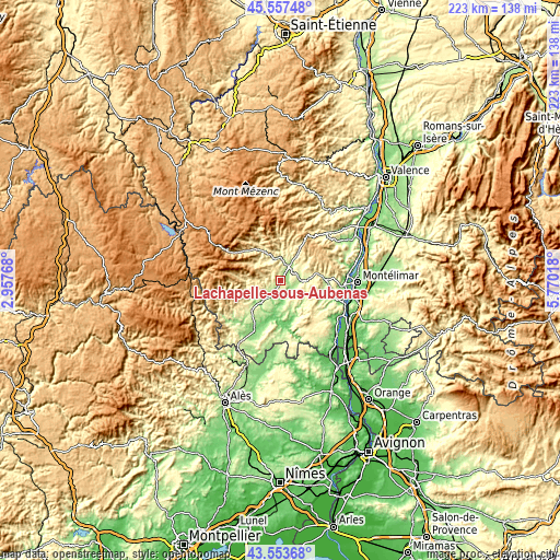 Topographic map of Lachapelle-sous-Aubenas