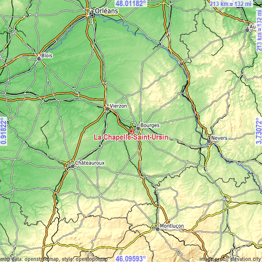 Topographic map of La Chapelle-Saint-Ursin