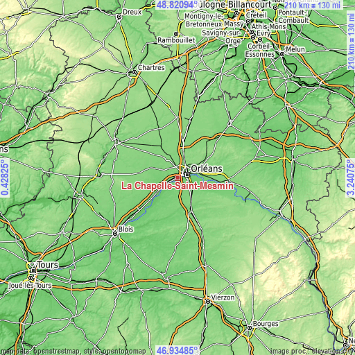 Topographic map of La Chapelle-Saint-Mesmin