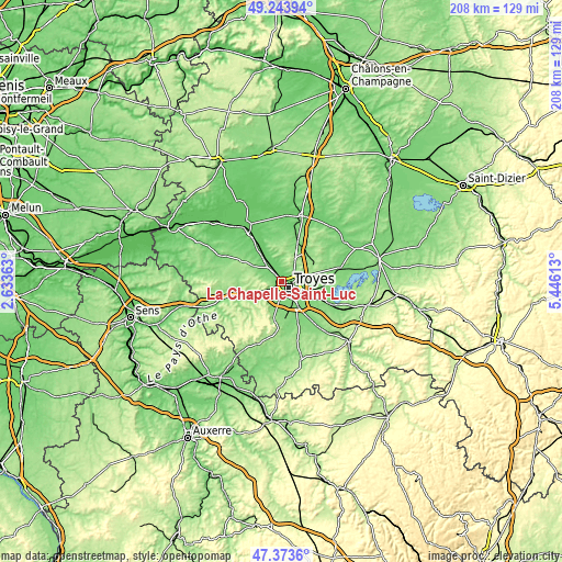 Topographic map of La Chapelle-Saint-Luc