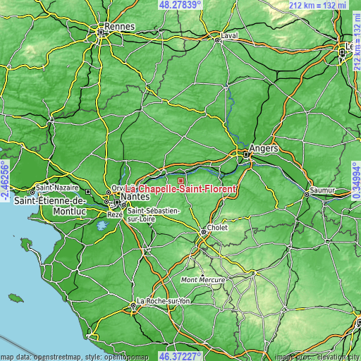 Topographic map of La Chapelle-Saint-Florent