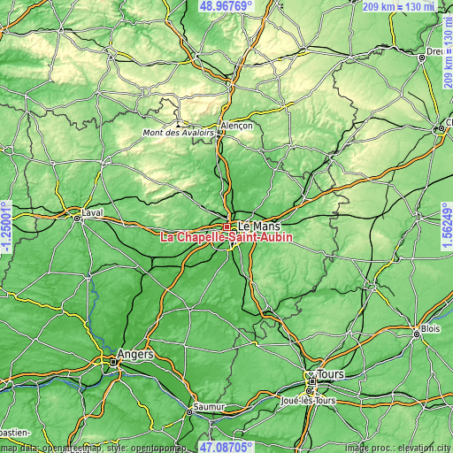 Topographic map of La Chapelle-Saint-Aubin
