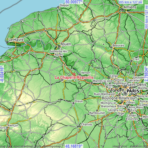 Topographic map of La Chapelle-Réanville