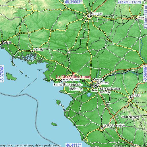 Topographic map of La Chapelle-Launay