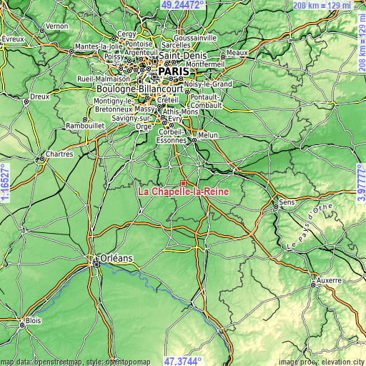 Topographic map of La Chapelle-la-Reine