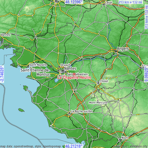 Topographic map of La Chapelle-Heulin