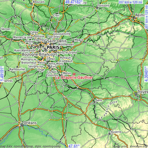 Topographic map of La Chapelle-Gauthier