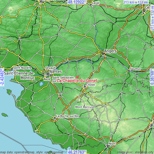 Topographic map of La Chapelle-du-Genêt