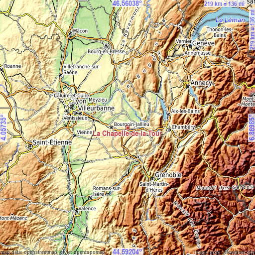 Topographic map of La Chapelle-de-la-Tour