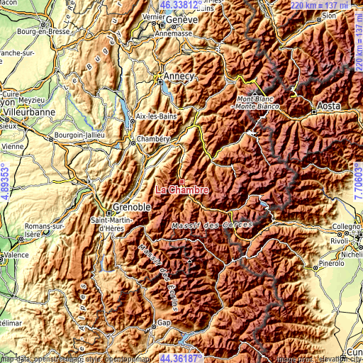 Topographic map of La Chambre