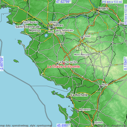 Topographic map of La Chaize-le-Vicomte