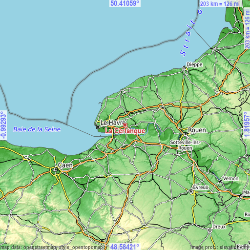 Topographic map of La Cerlangue