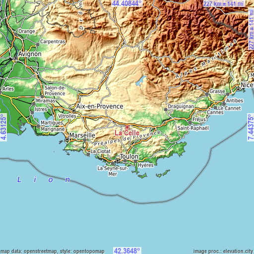 Topographic map of La Celle