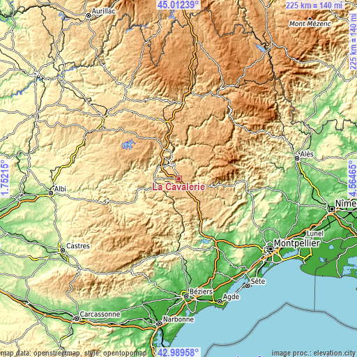 Topographic map of La Cavalerie