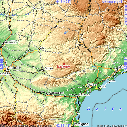 Topographic map of Lacaune