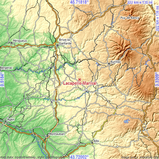 Topographic map of Lacapelle-Marival