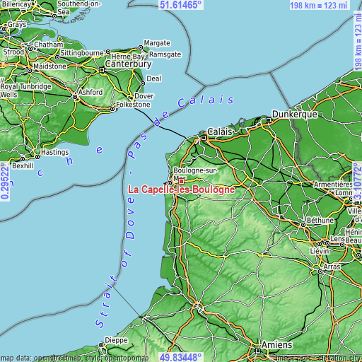 Topographic map of La Capelle-lès-Boulogne