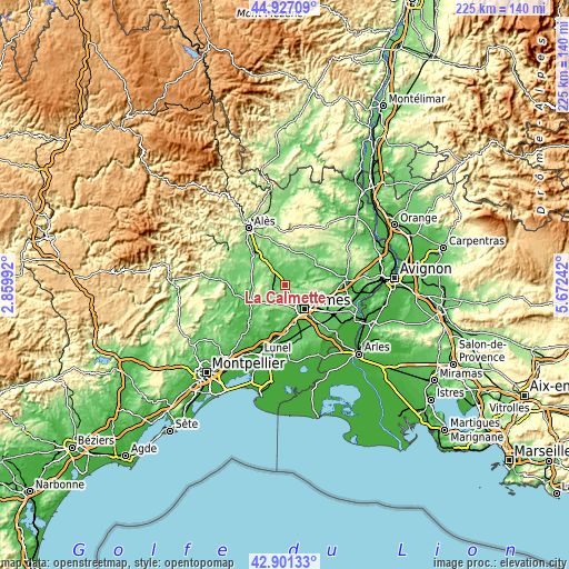 Topographic map of La Calmette