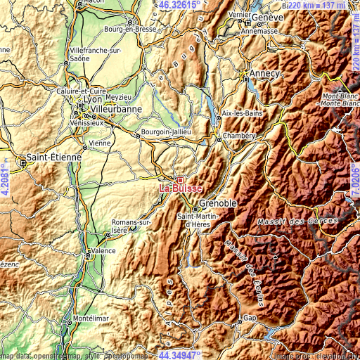 Topographic map of La Buisse