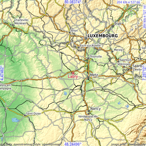 Topographic map of Labry