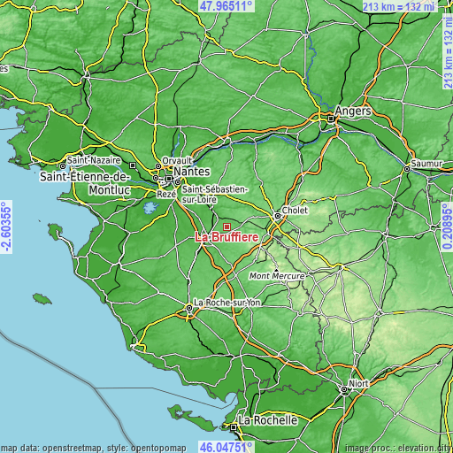 Topographic map of La Bruffière