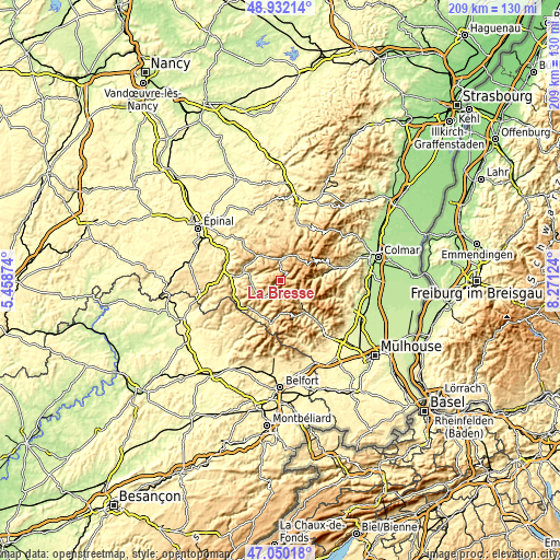 Topographic map of La Bresse