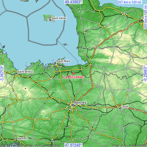 Topographic map of La Boussac