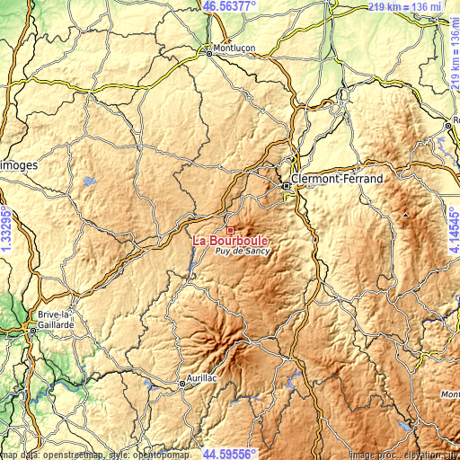 Topographic map of La Bourboule