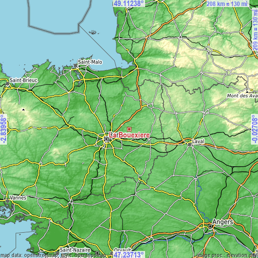 Topographic map of La Bouëxière