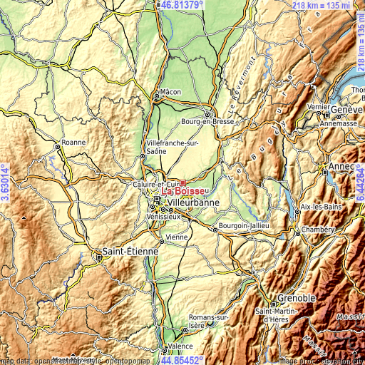 Topographic map of La Boisse