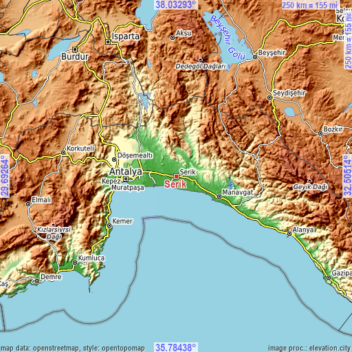 Topographic map of Serik