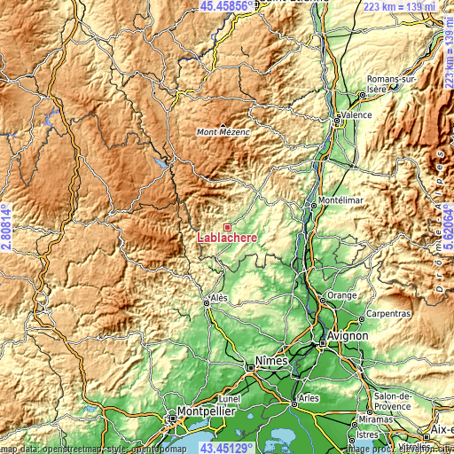 Topographic map of Lablachère