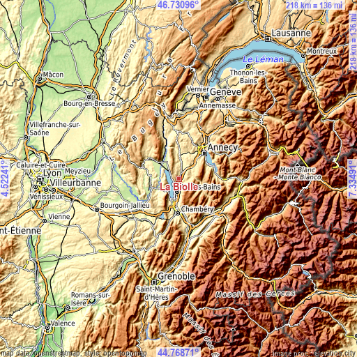 Topographic map of La Biolle