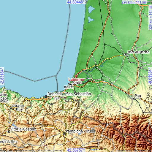 Topographic map of Labenne