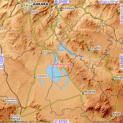 Topographic map of Şereflikoçhisar